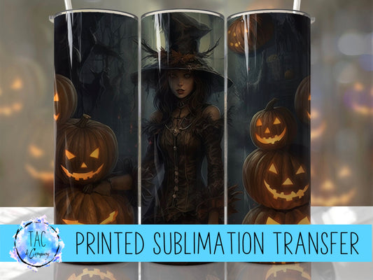 Halloween Witch Pumpkin- Sublimation Print (This Is Not A Digital File)