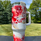 40oz Tumbler-Tropical reds Flowers -  His/Her Birthday Gift, Add custom name for free! Great Gift!