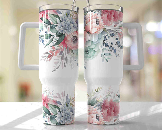 40oz Pastel Flowers Tumbler