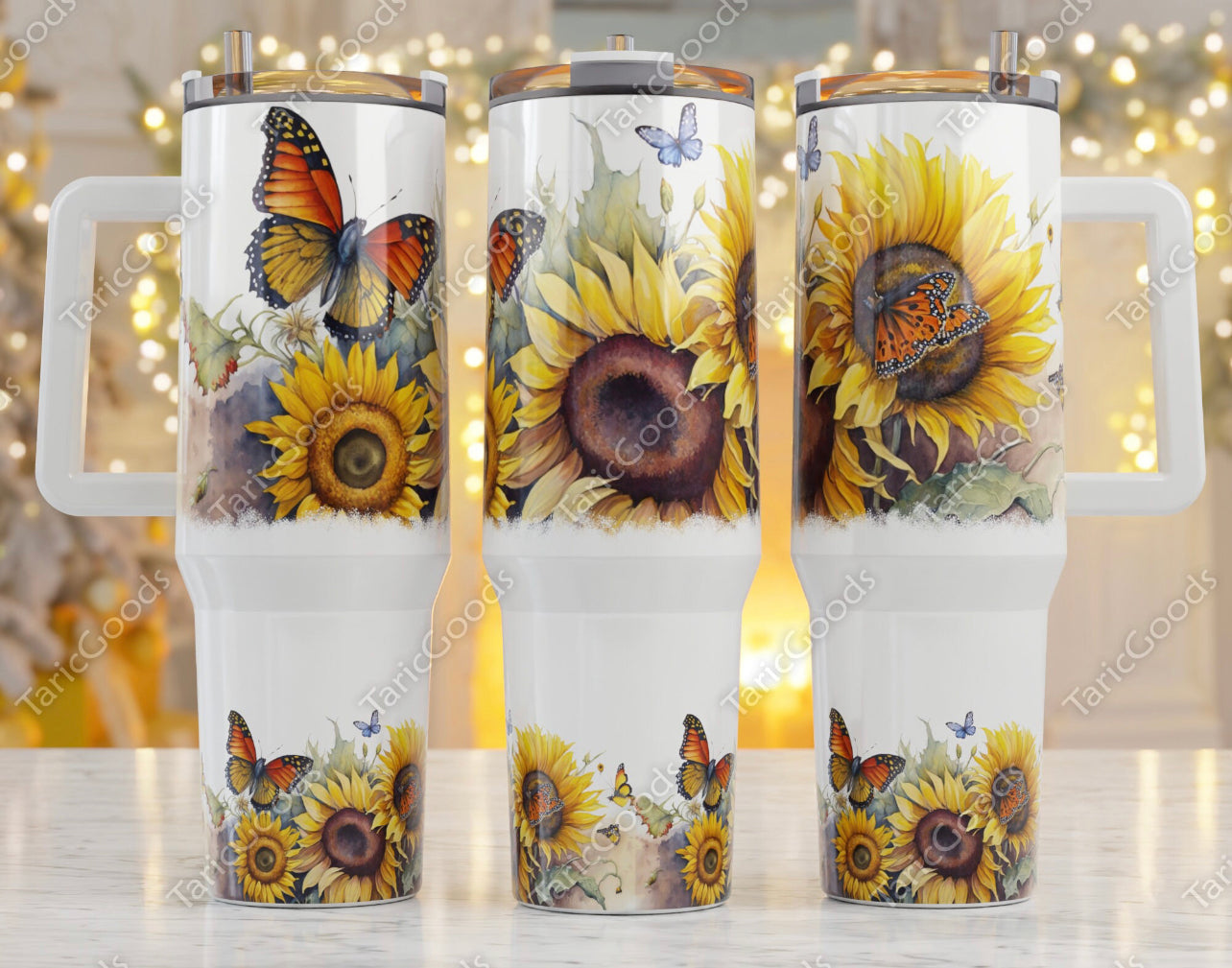 40 oz Sunflowers with butterflies Tumbler