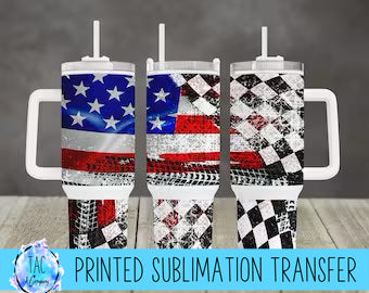 40 oz American Flag Racing - Sublimation Print (This Is Not A Digital File)