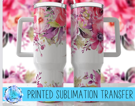 40 oz Pink Flowers - Sublimation Print (This Is Not A Digital File)