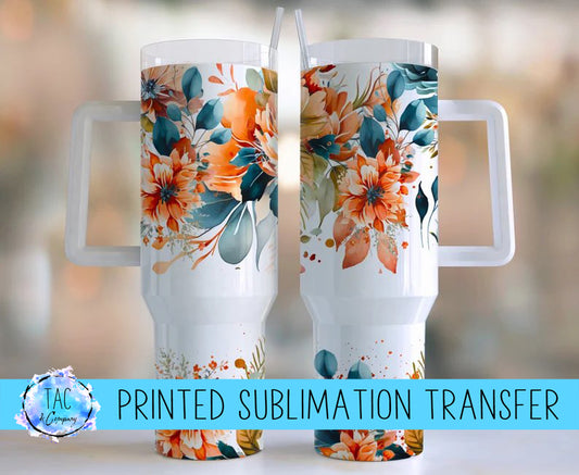 40 oz Orange Flowers -Sublimation Print (This Is Not A Digital File)