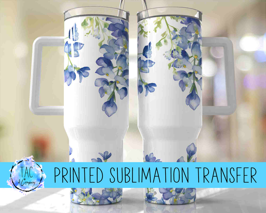 40 oz Blue Flowers - Sublimation Print (This Is Not A Digital File)