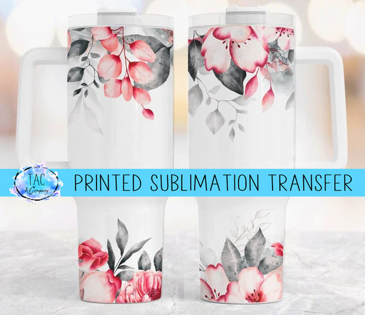 40 oz Pink Flowers Sublimation Print (This Is Not A Digital File)