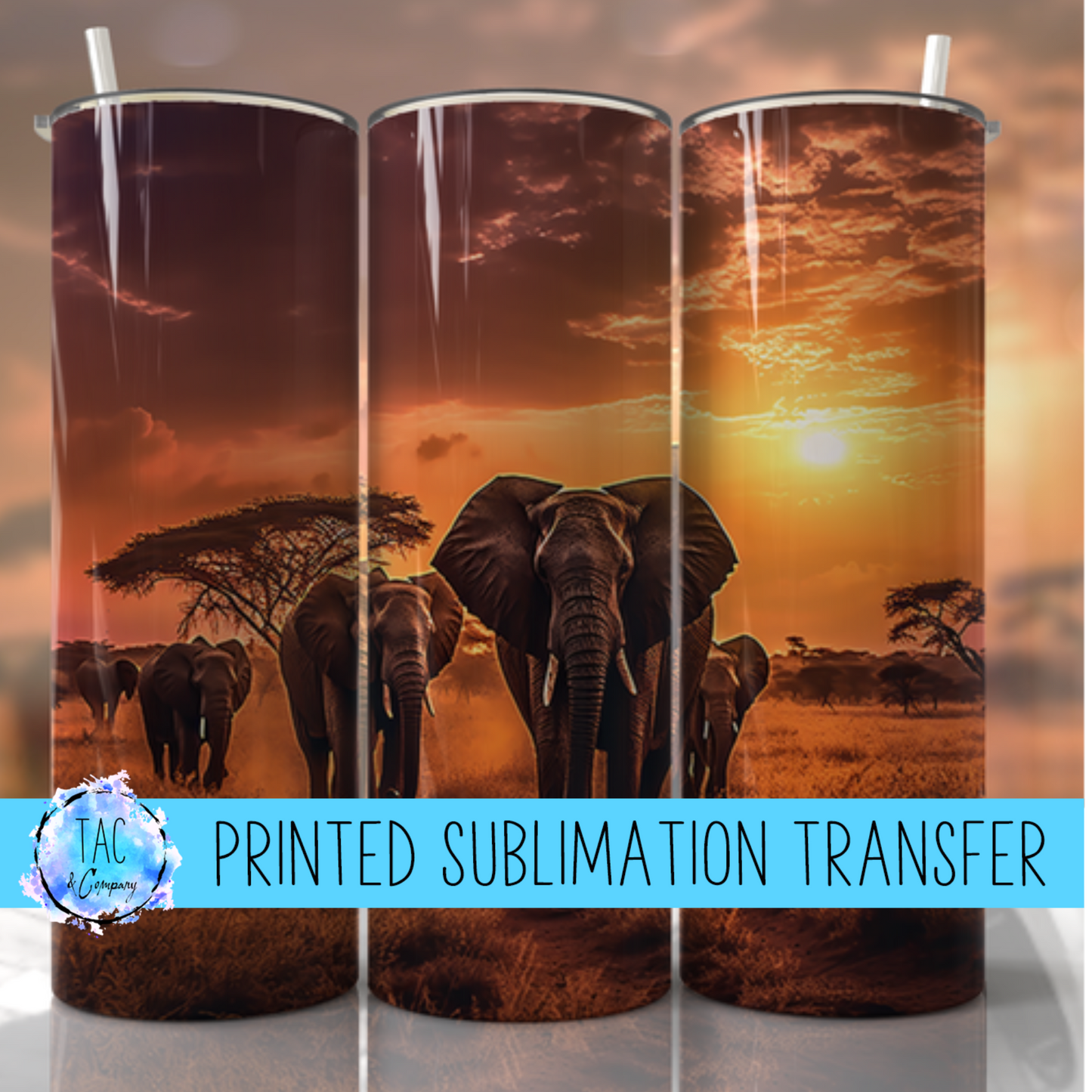 Elephants- Sublimation Print (This Is Not A Digital File)