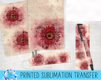 Journal and Pen Floral Sublimation Print (This Is Not A Digital File)