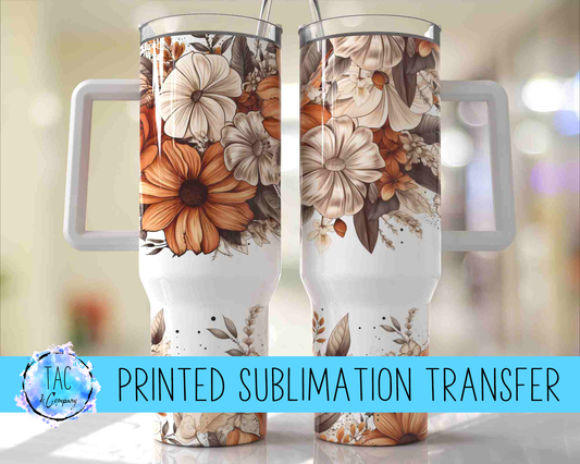 40 oz Boho Flowers - Sublimation Print (This Is Not A Digital File)