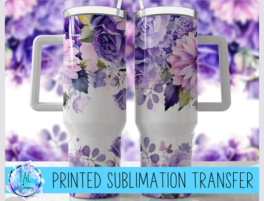 40 oz Purple Flowers - Sublimation Print (This Is Not A Digital File)