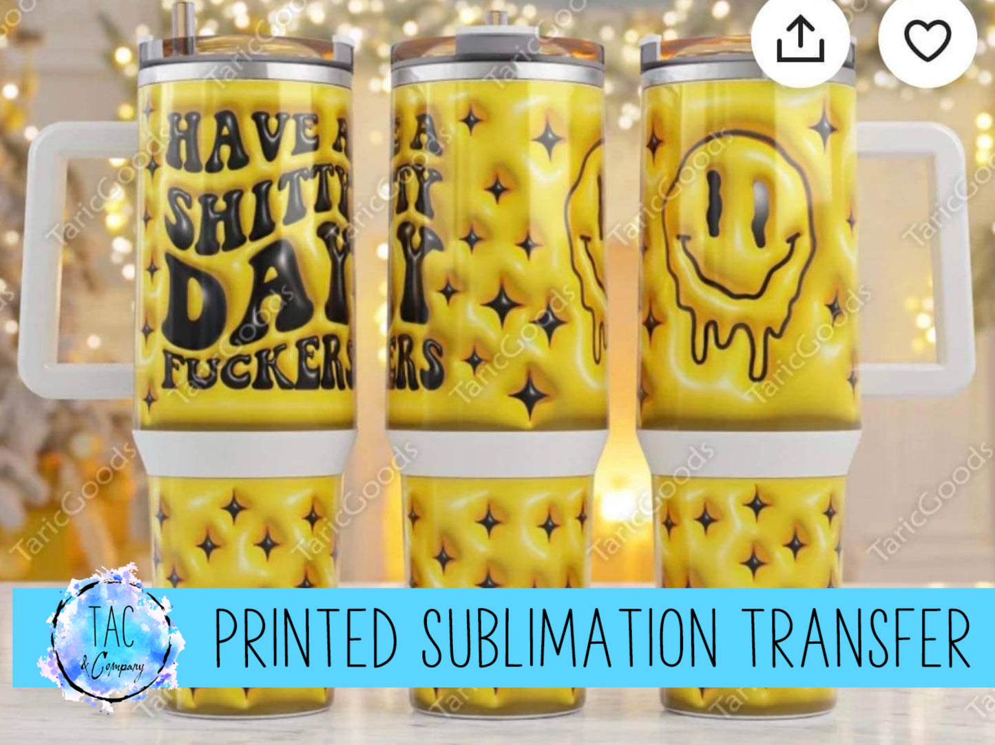 40 oz Yellow puff Shitty Day - Sublimation Print (This Is Not A Digital File)