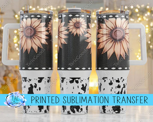 40 oz Sunflowers Cow Sublimation Print (This Is Not A Digital File)