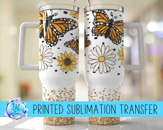 40 oz Daisy Sunflower Butterflies - Sublimation Print (This Is Not A Digital File)