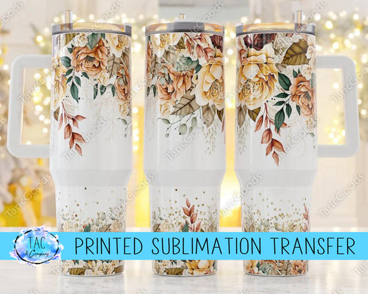 40 oz oz Bright Flowers Watercolors - Sublimation Print (This Is Not A Digital File)