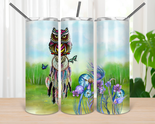 Owl Animal - 20 or 30oz Skinny Tumblers w/ Lid and Metal Straw