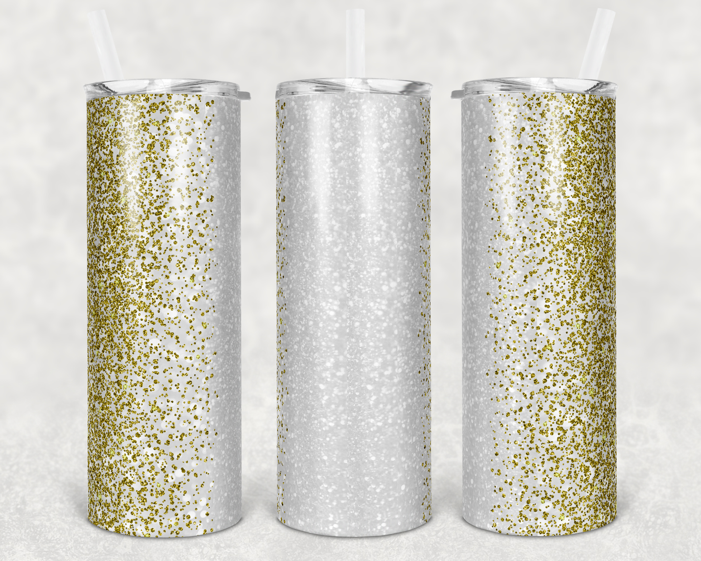 Gold Glitter- 20oz or 30oz Skinny Tumblers w/ Lid and Metal Straw