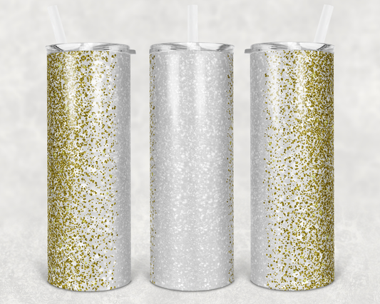 Gold Glitter- 20oz or 30oz Skinny Tumblers w/ Lid and Metal Straw