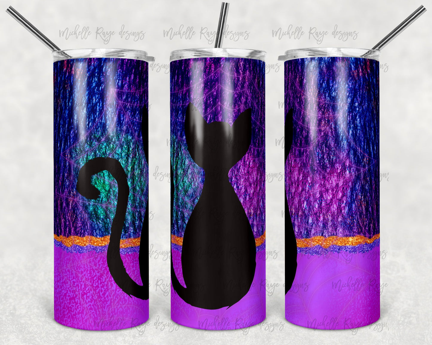 Cat- 20 oz or 30oz Skinny Tumblers w/ Lid and Metal Straw