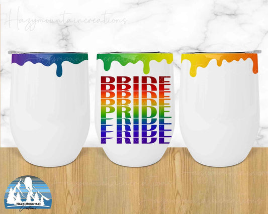 Pride Drip- 12oz Stemless Wine Tumbler