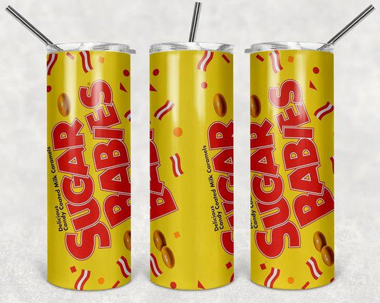 Sugar Babies Candy -  20oz or 30oz Skinny Tumblers w/ Lid and Metal Straw