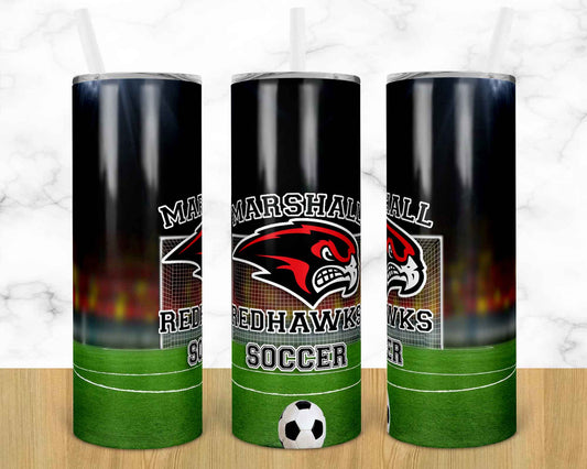 Marshall Soccer-  20oz or 30oz Skinny Tumblers w/ Lid and Metal Straw