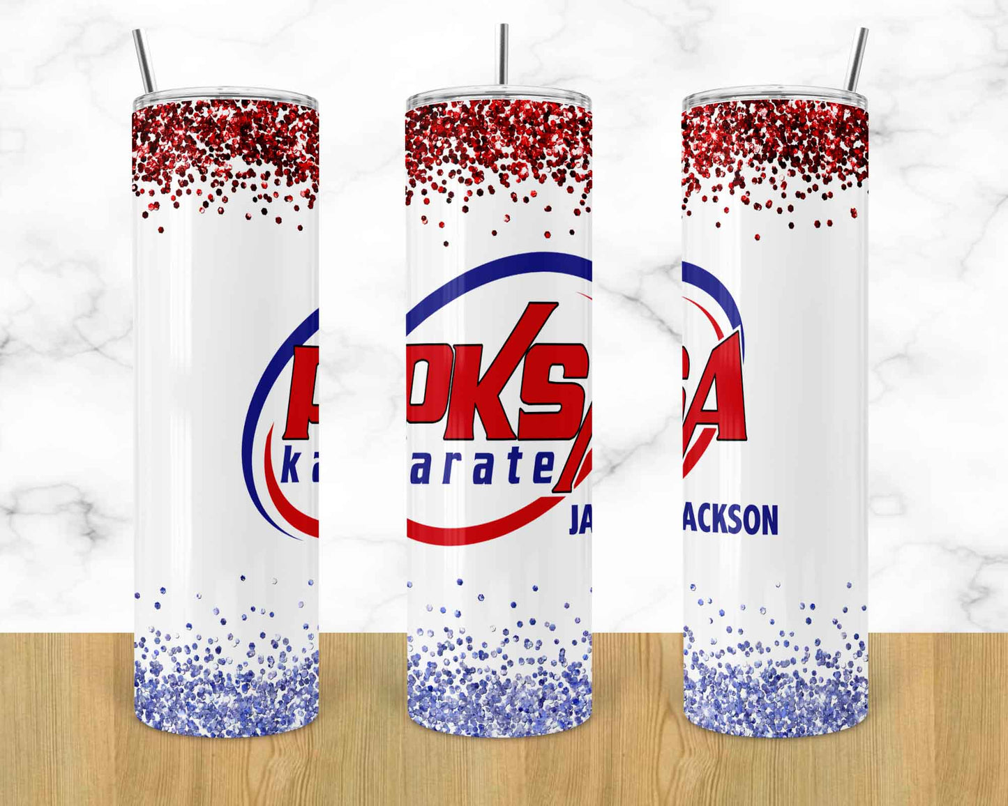 PKSA Kirate Jackson Sports - 20 oz or 30oz Skinny Tumblers w/ Lid and Metal Straw