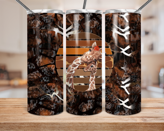 Giraffe Animal - 20 or 30oz Skinny Tumblers w/ Lid and Metal Straw