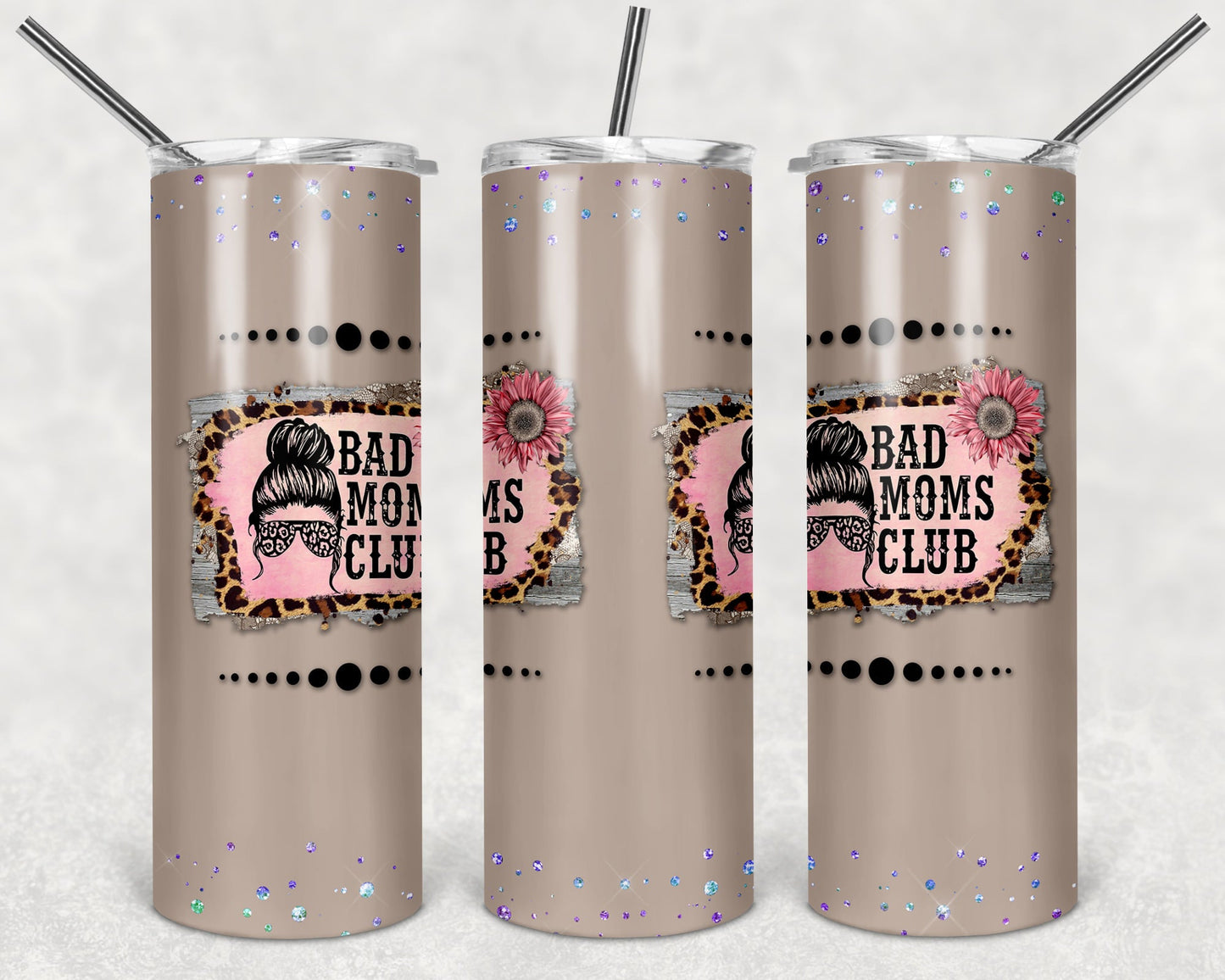 Bad Moms Club- 20oz or 30oz Skinny Tumblers w/ Lid and Metal Straw