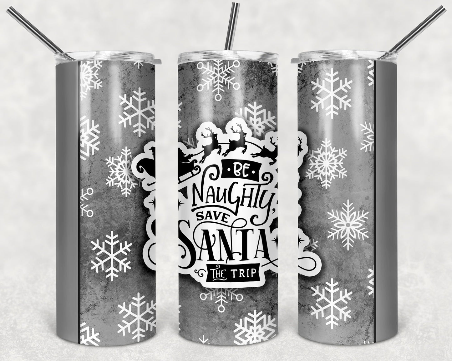 Be Naughty Save Santa the Trip - Holiday - 20oz or 30oz Skinny Tumblers w/ Lid and Metal Straw