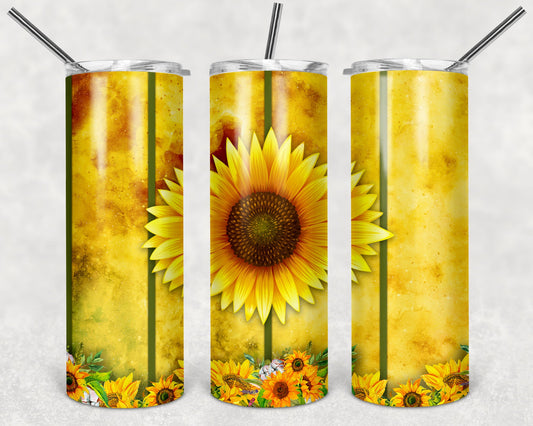 Yellow Sunflower- 20oz or 30oz Skinny Tumblers w/ Lid and Metal Straw
