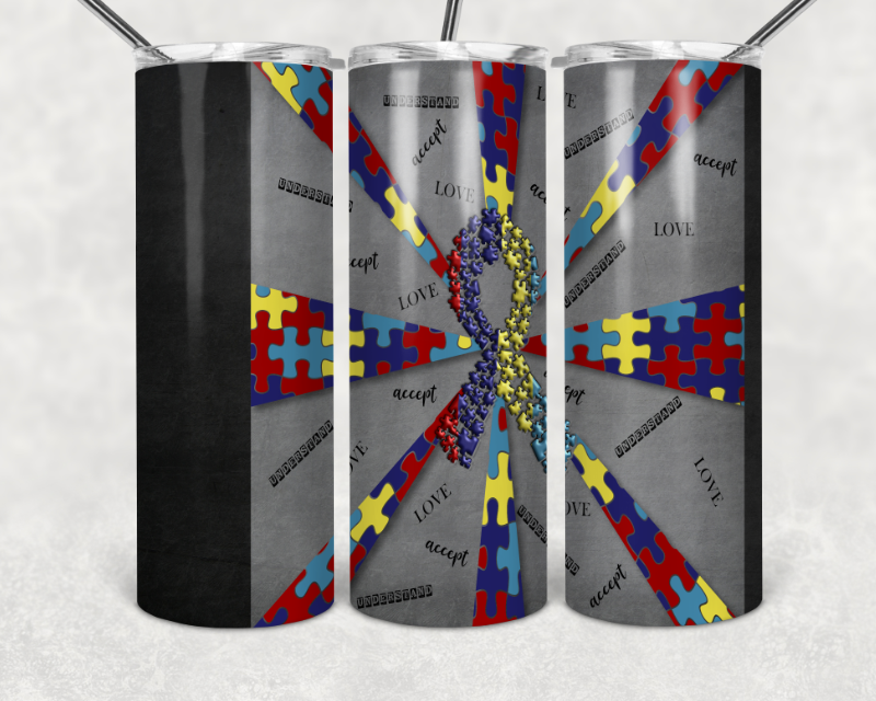 Autism Awareness - 20oz or 30oz Skinny Tumblers w/ Lid and Metal Straw