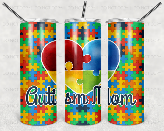 Autism Awareness - 20oz or 30oz Skinny Tumblers w/ Lid and Metal Straw