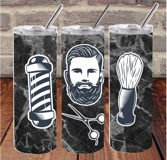 Barber- 20oz or 30oz Skinny Tumblers w/ Lid and Metal Straw