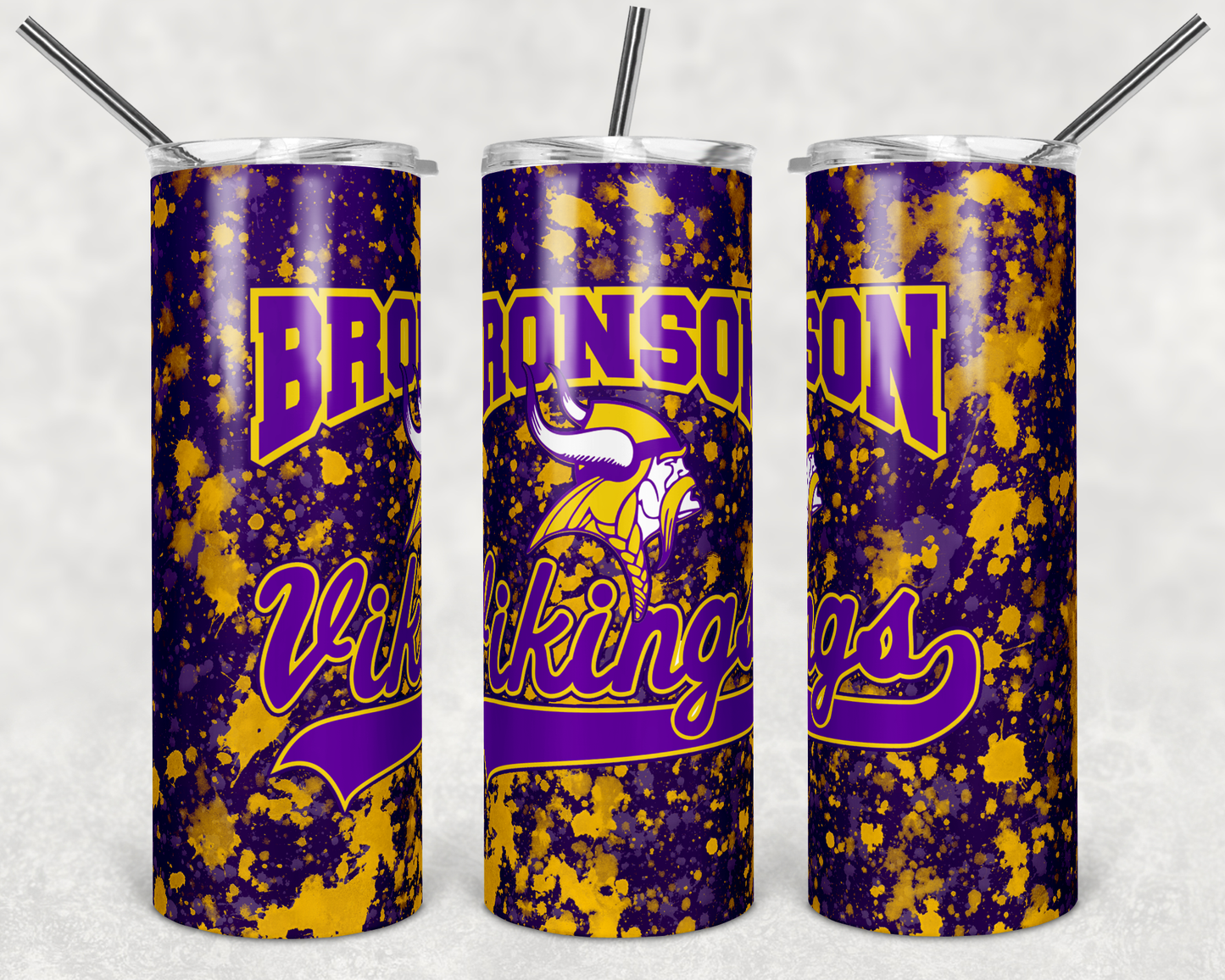 Bronson Viking School - 20 oz or 30oz Skinny Tumblers w/ Lid and Metal Straw