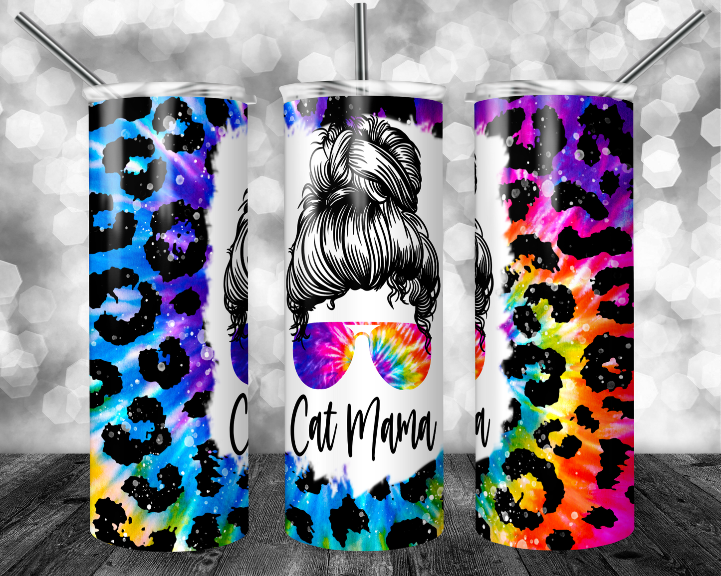 Cat mama - 20 oz or 30oz Skinny Tumblers w/ Lid and Metal Straw