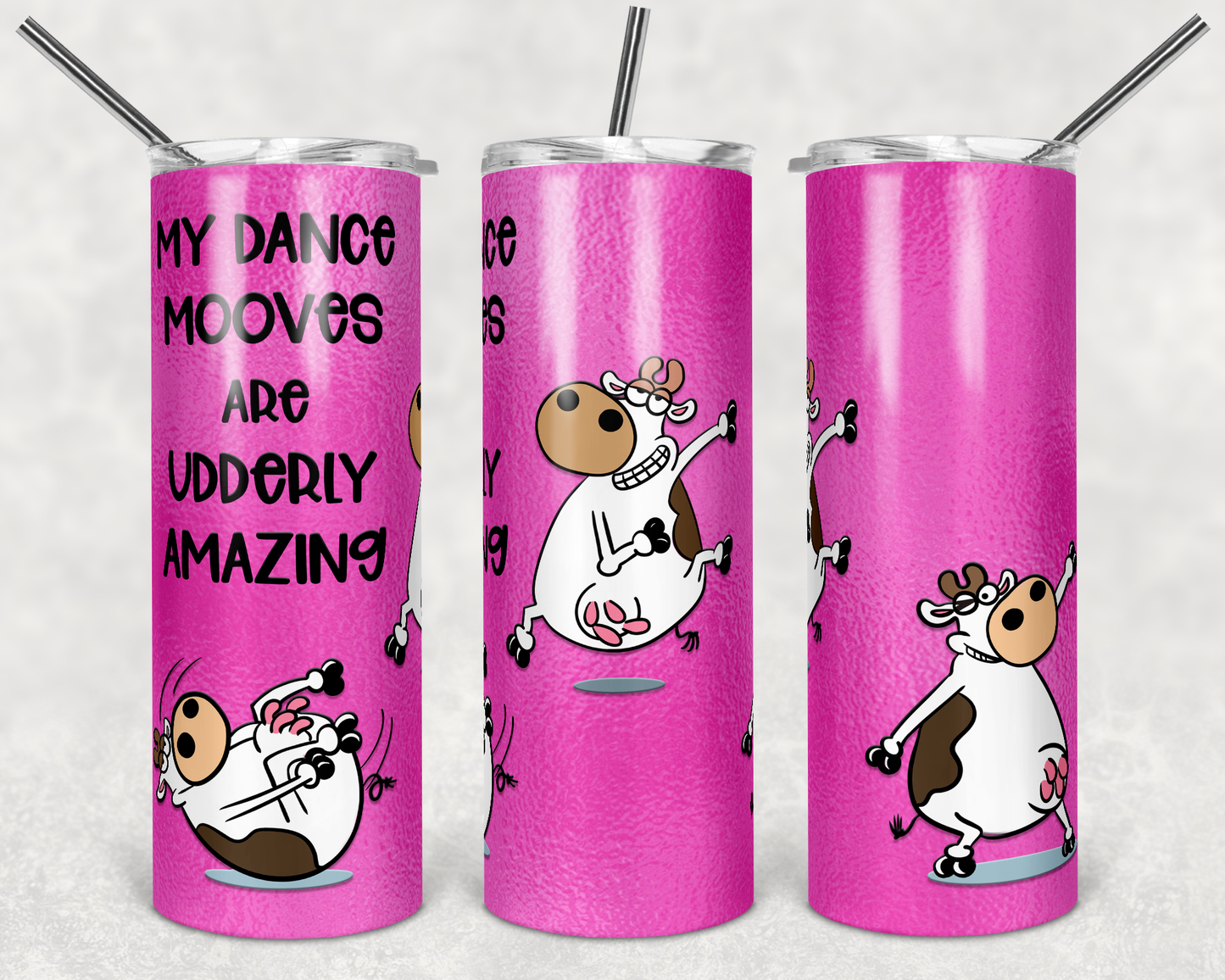 Cow - Dance Moves - 20oz or 30oz Skinny Tumblers w/ Lid and Metal Straw