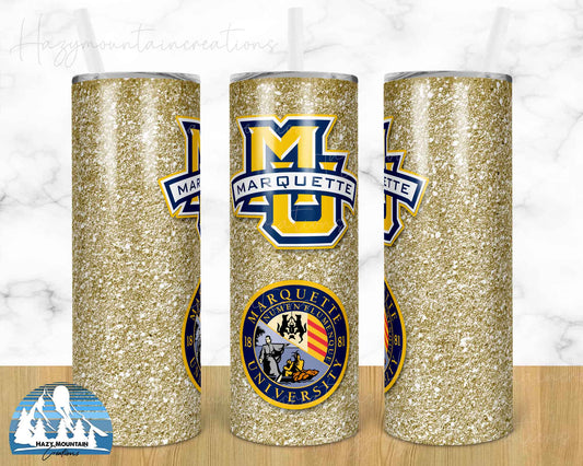 Marquette - 20oz or 30oz Skinny Tumblers w/ Lid and Metal Straw