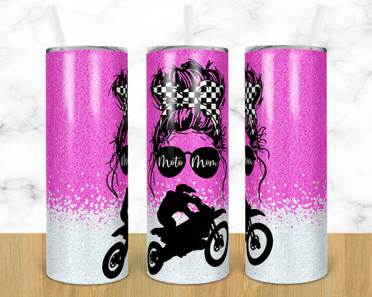 Moto Mom- 20oz or 30oz Skinny Tumblers w/ Lid and Metal Straw