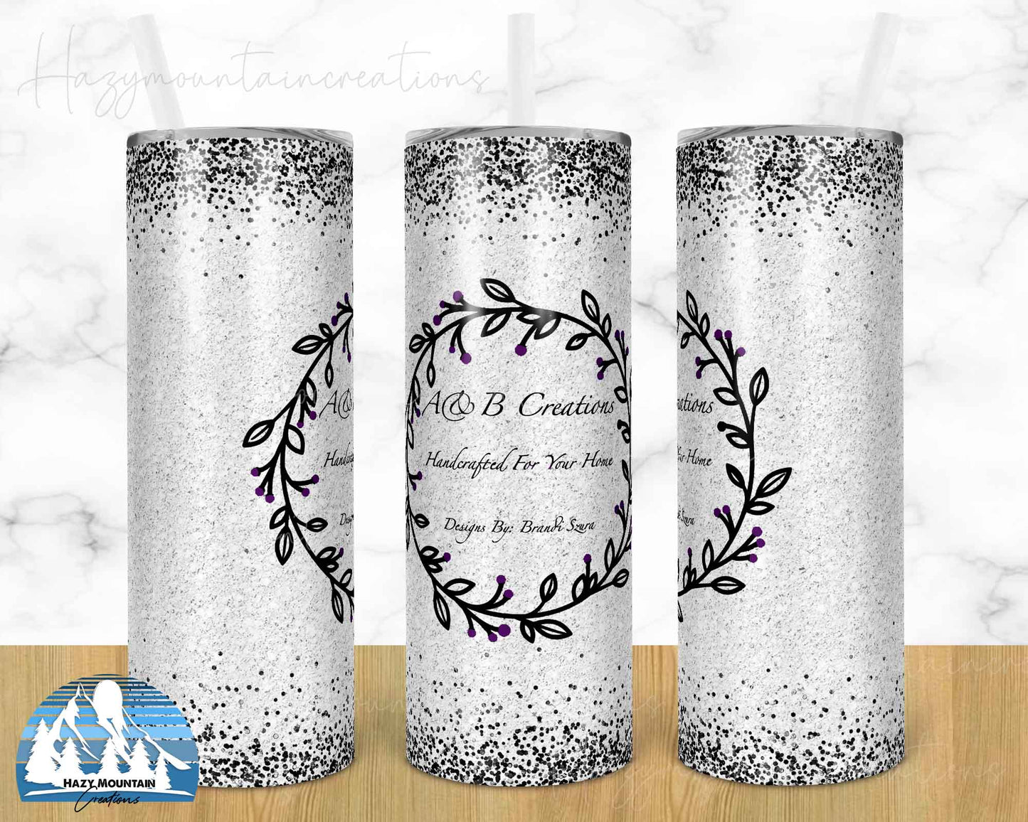 A & B Creations - 20oz or 30oz Skinny Tumblers w/ Lid and Metal Straw