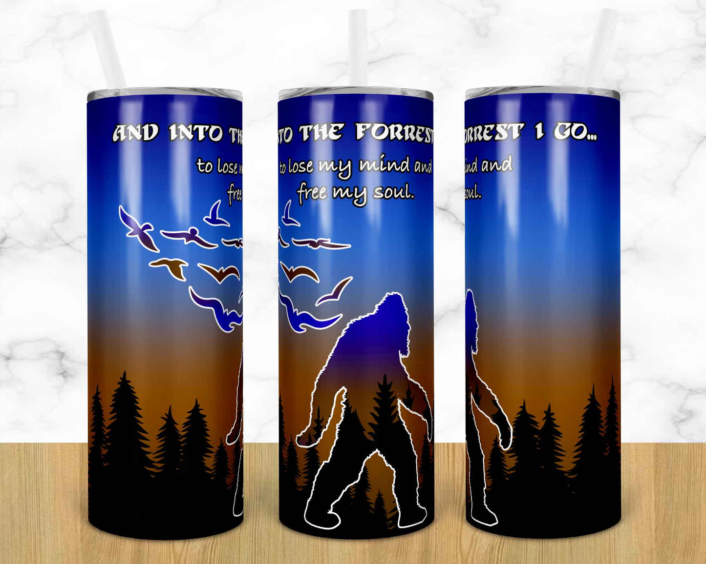 Big Foot- 20 oz or 30oz Skinny Tumblers w/ Lid and Metal Straw