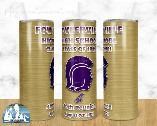 Fowlerville Reunion - 20oz or 30oz Skinny Tumblers w/ Lid and Metal Straw