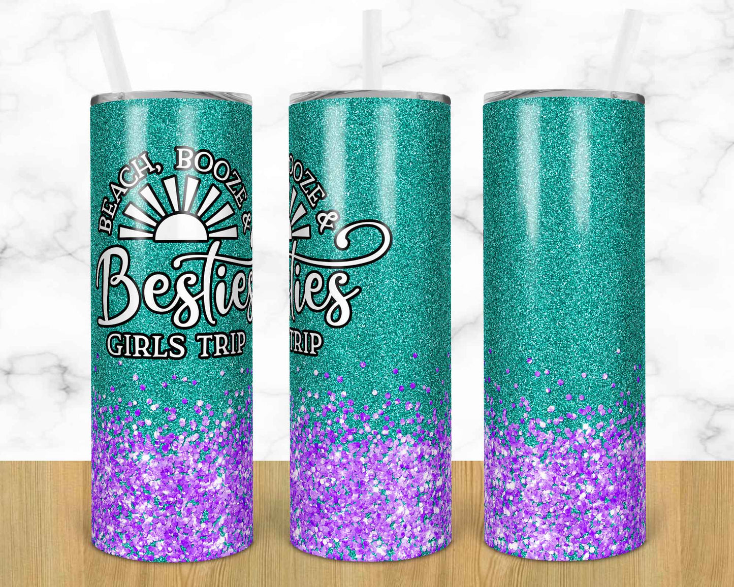 Besties Girls Trip Outdoors - 20 oz or 30oz Skinny Tumblers w/ Lid and Metal Straw