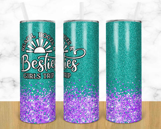 Besties Girls Trip Outdoors - 20 oz or 30oz Skinny Tumblers w/ Lid and Metal Straw