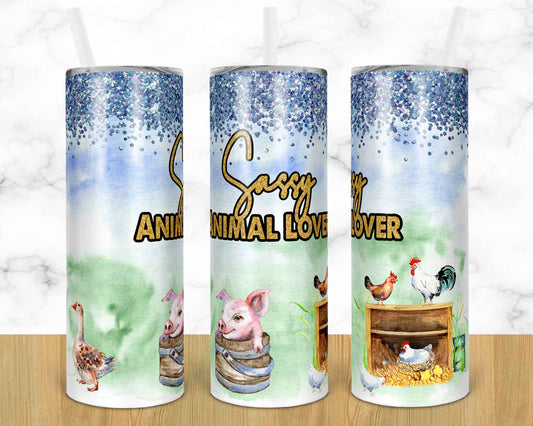 Animal Lover Chicken, Pig Goose - 20 oz or 30oz Skinny Tumblers w/ Lid and Metal Straw