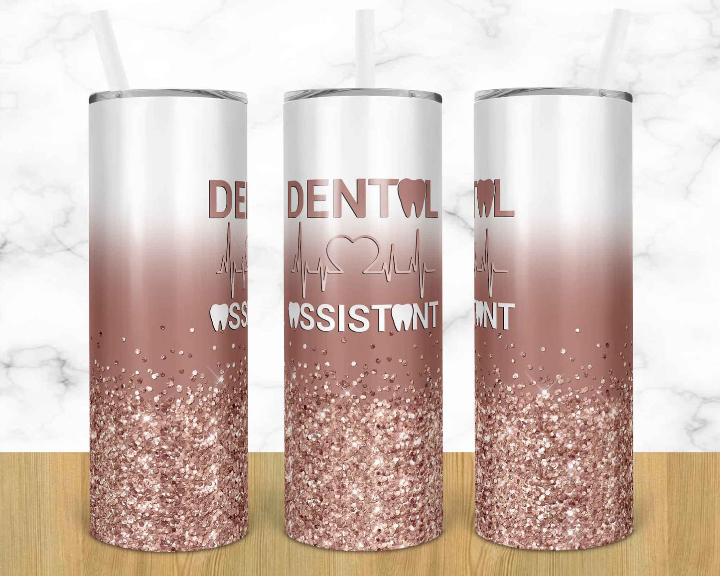 Dental Assistant - 20 oz or 30oz Skinny Tumblers w/ Lid and Metal Straw
