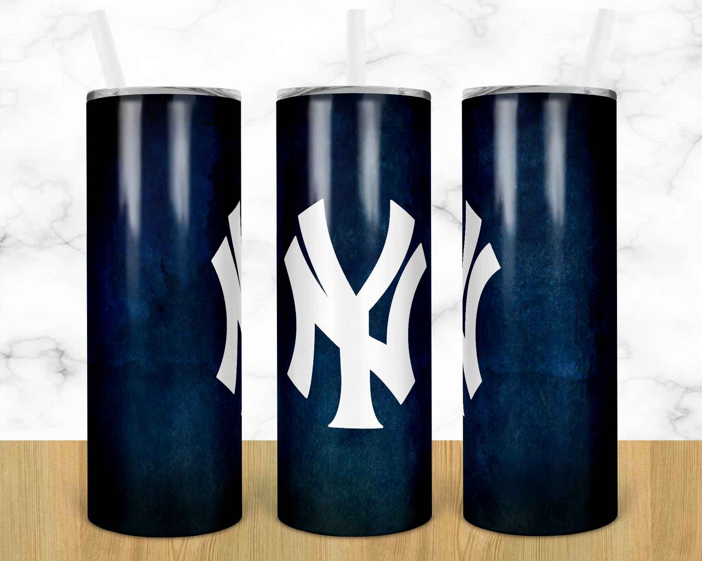 NYY - 20oz or 30oz Skinny Tumblers w/ Lid and Metal Straw