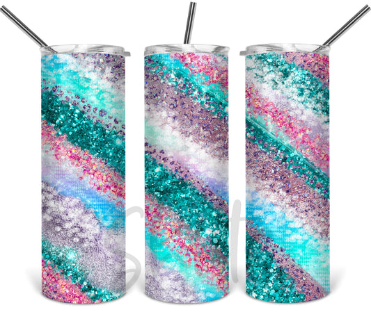 Teal Pink and Purple Milkyway - 20 oz or 30oz Skinny Tumblers w/ Lid and Metal Straw