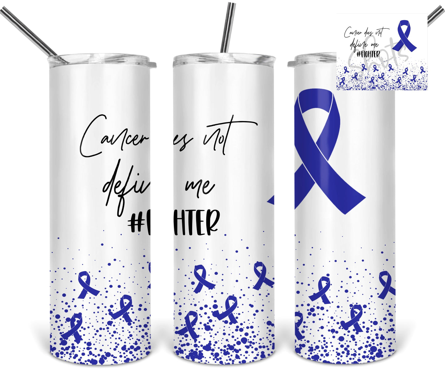 Cancer- 20oz or 30oz Skinny Tumblers w/ Lid and Metal Straw