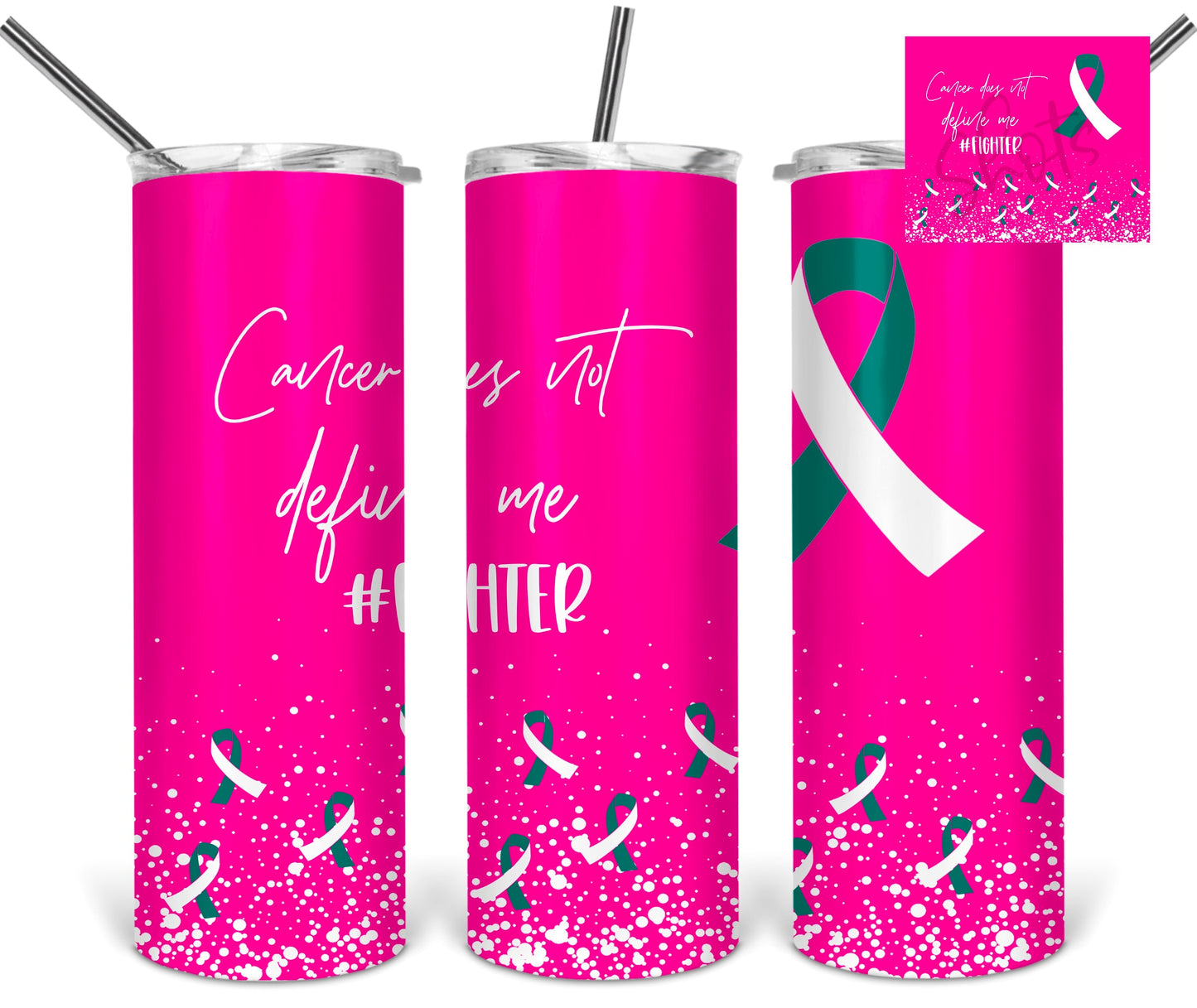 Cancer- 20oz or 30oz Skinny Tumblers w/ Lid and Metal Straw