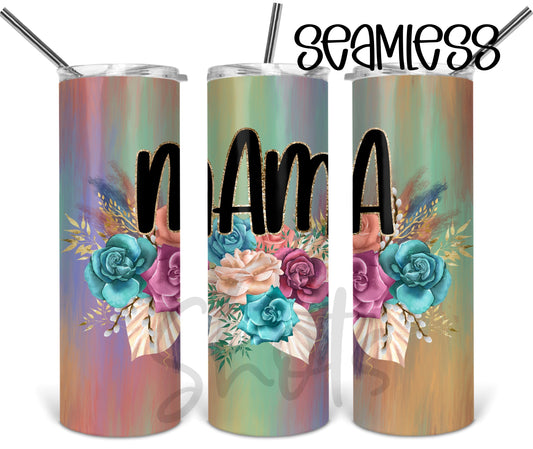 Mama Flowers - 20 oz or 30oz Skinny Tumblers w/ Lid and Metal Straw