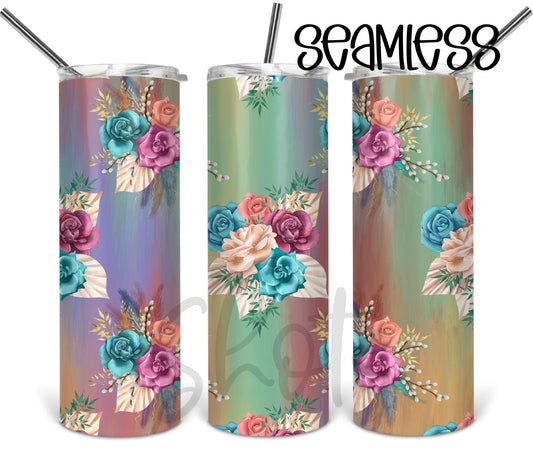 Flowers - 20 oz or 30oz Skinny Tumblers w/ Lid and Metal Straw